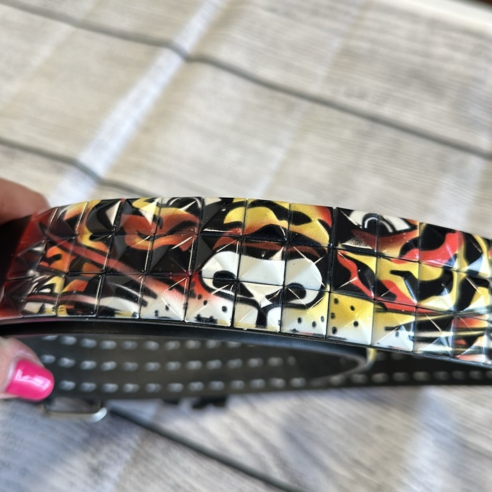 Genuine Italian Design Leather Belt Unisex • Tiger Tiles • Sz L • NEW!! - Picture 10 of 10